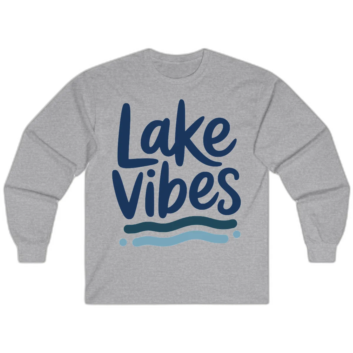 Lake Vibes Typography Design Long Sleeve in Sport Grey