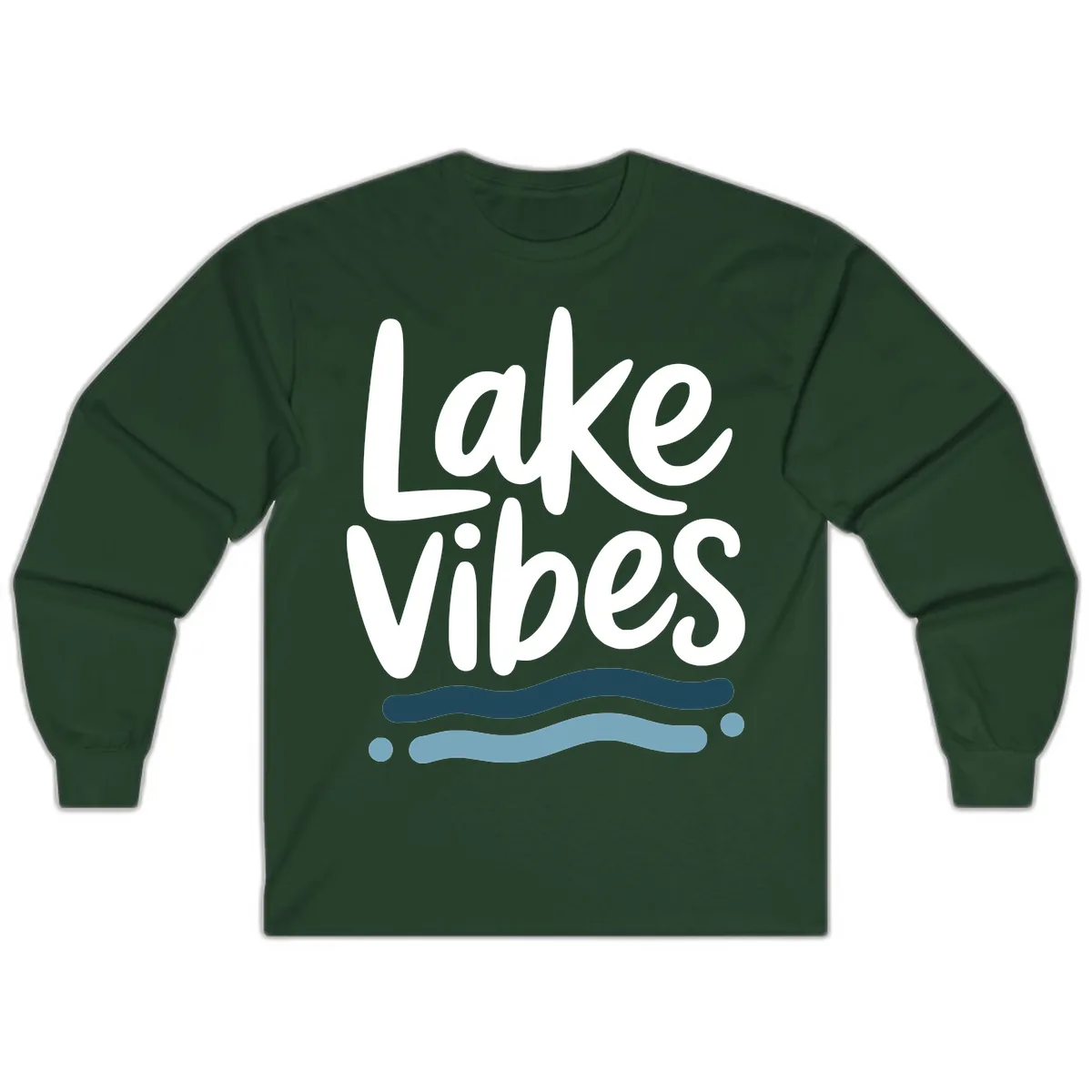 Lake Vibes Typography Design Long Sleeve in Forest Green