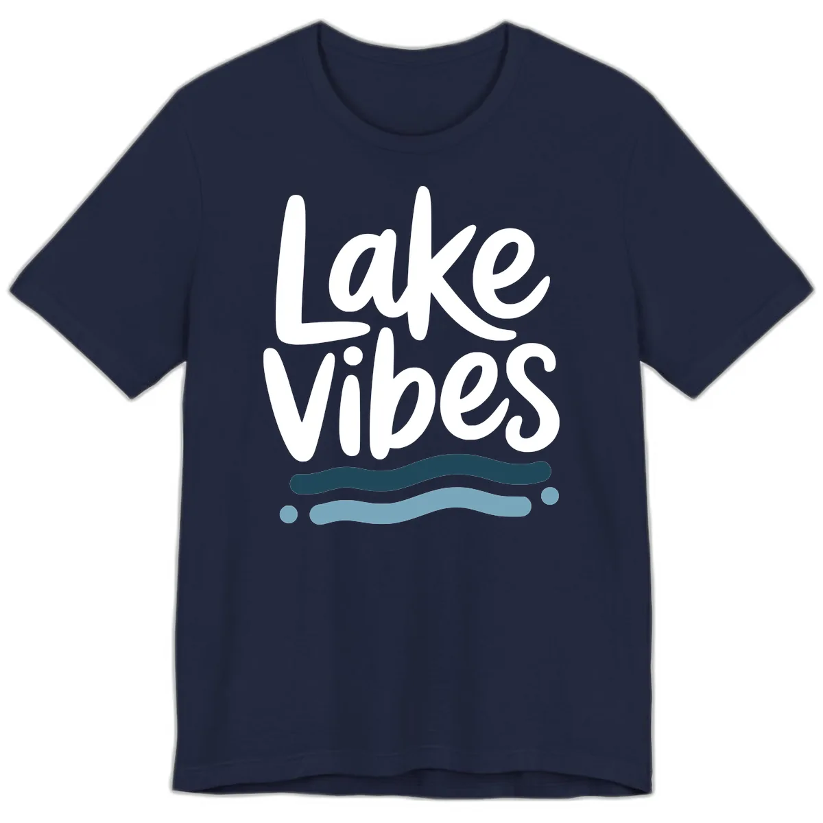 Lake Vibes Typography Design Premium T-Shirt in Navy