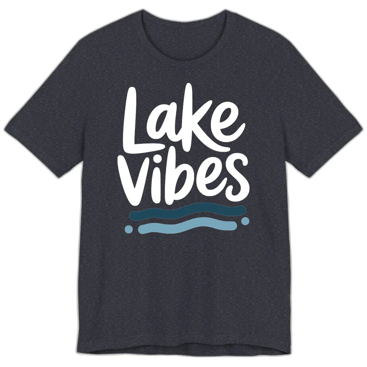 Lake Vibes Typography Design Premium T-Shirt in Heather Navy