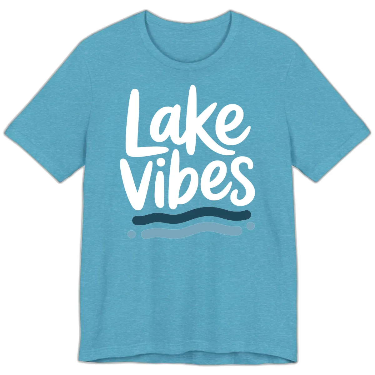 Lake Vibes Typography Design Premium T-Shirt in Heather Aqua