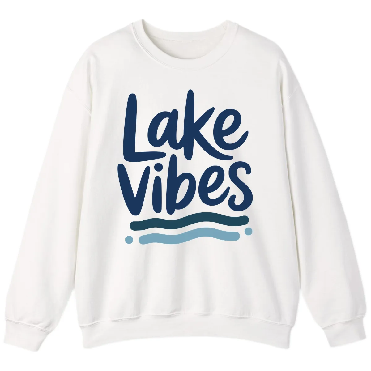 Lake Vibes Typography Design Sweatshirt in White