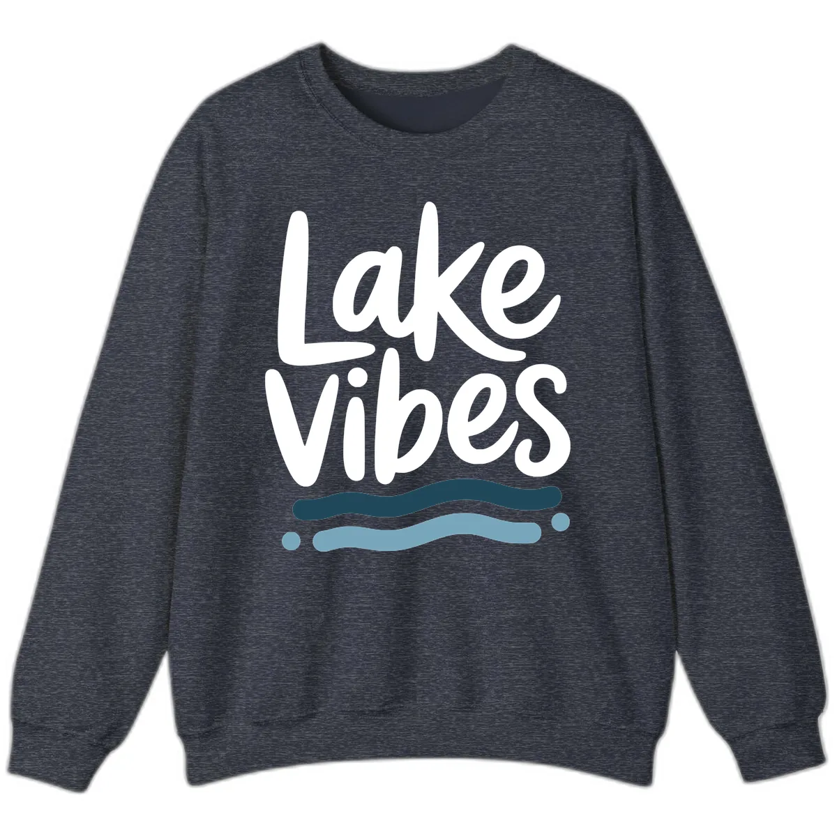 Lake Vibes Typography Design Sweatshirt in Heather Sport Dark Navy