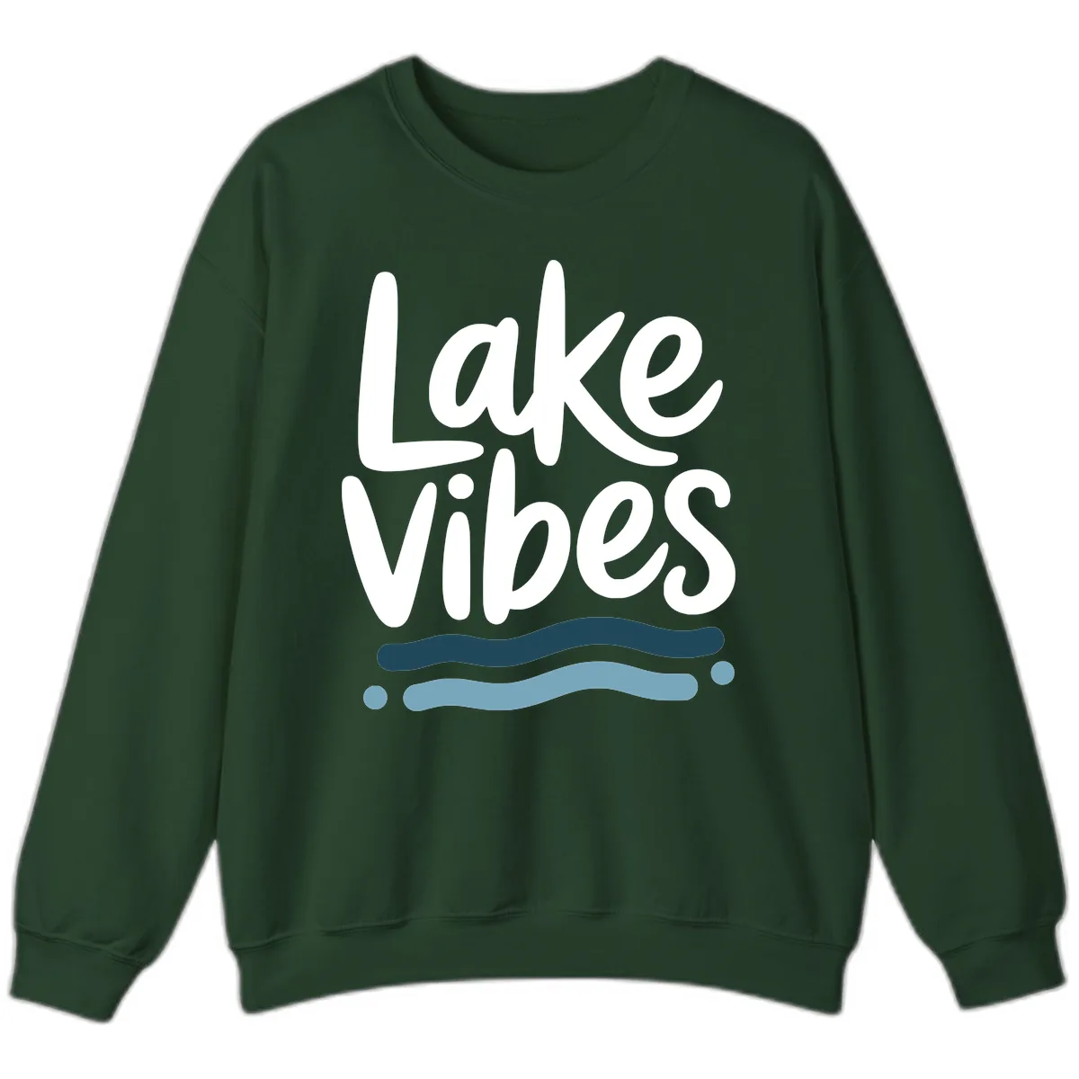 Lake Vibes Typography Design Sweatshirt in Forest Green