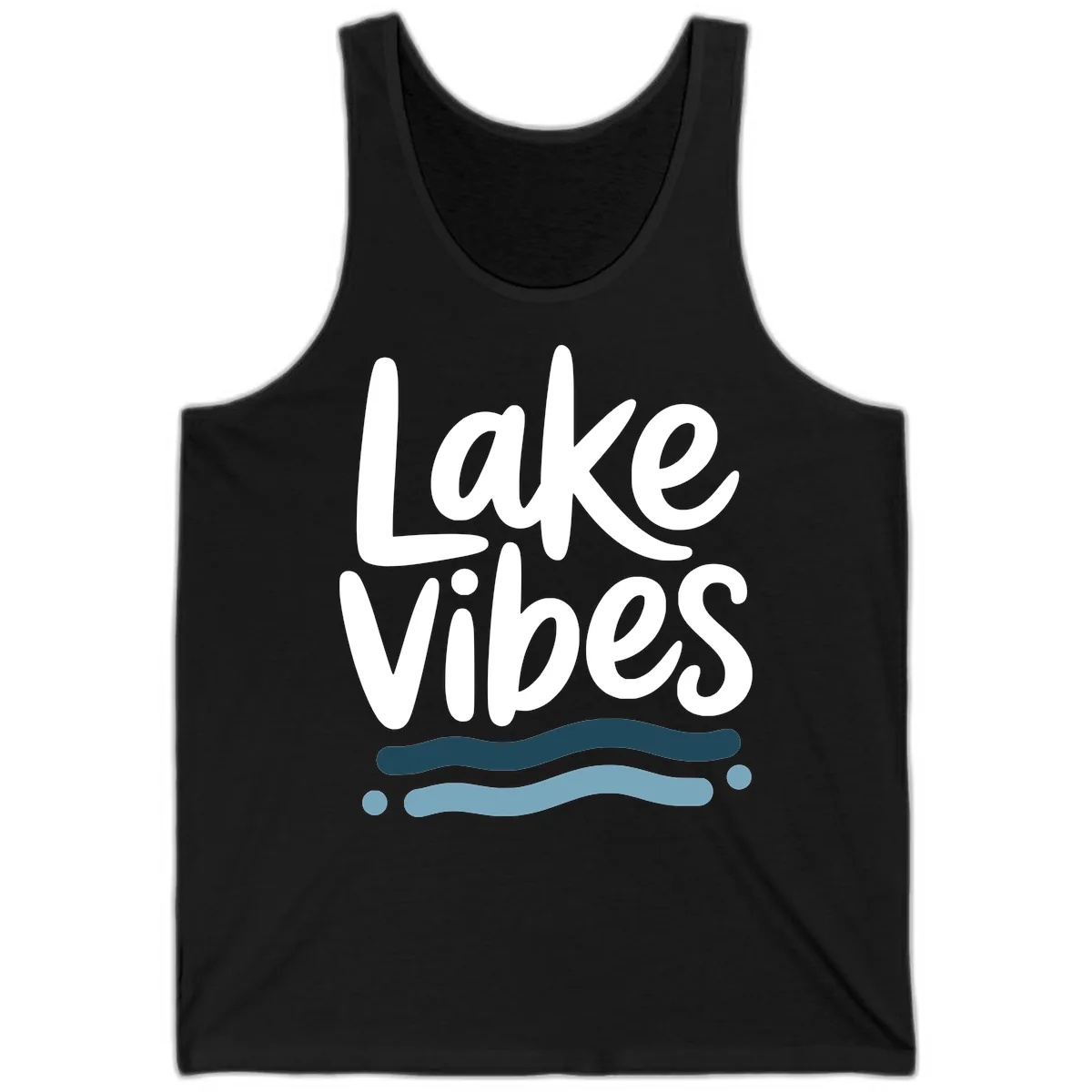 Lake Vibes Typography Design Tank in Black