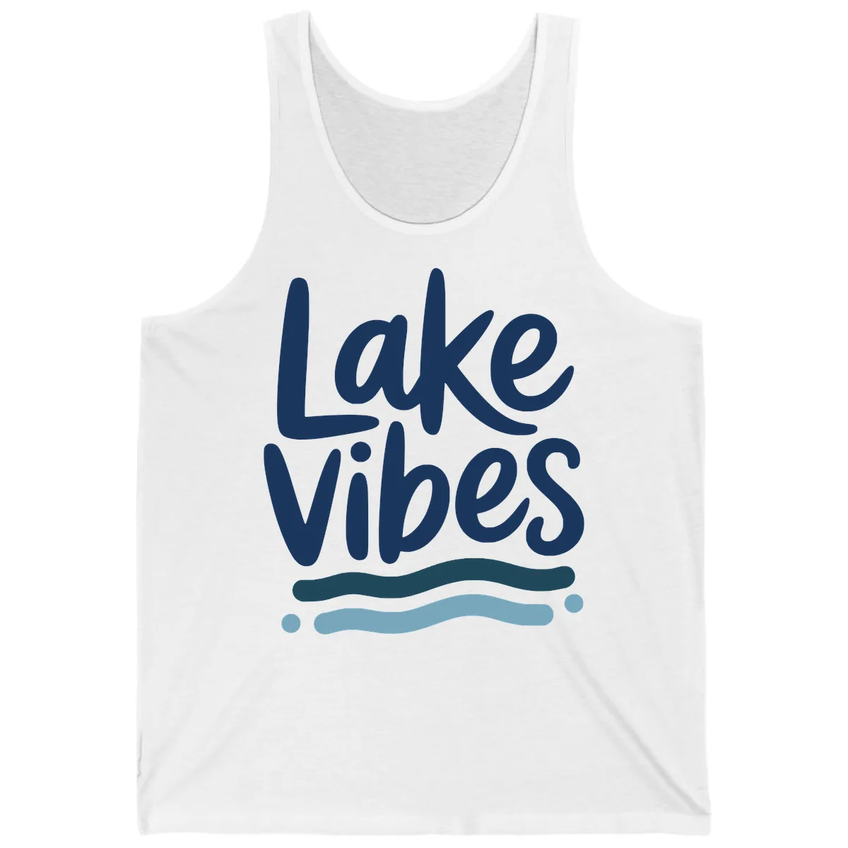 Lake Vibes Typography Design Tank in White