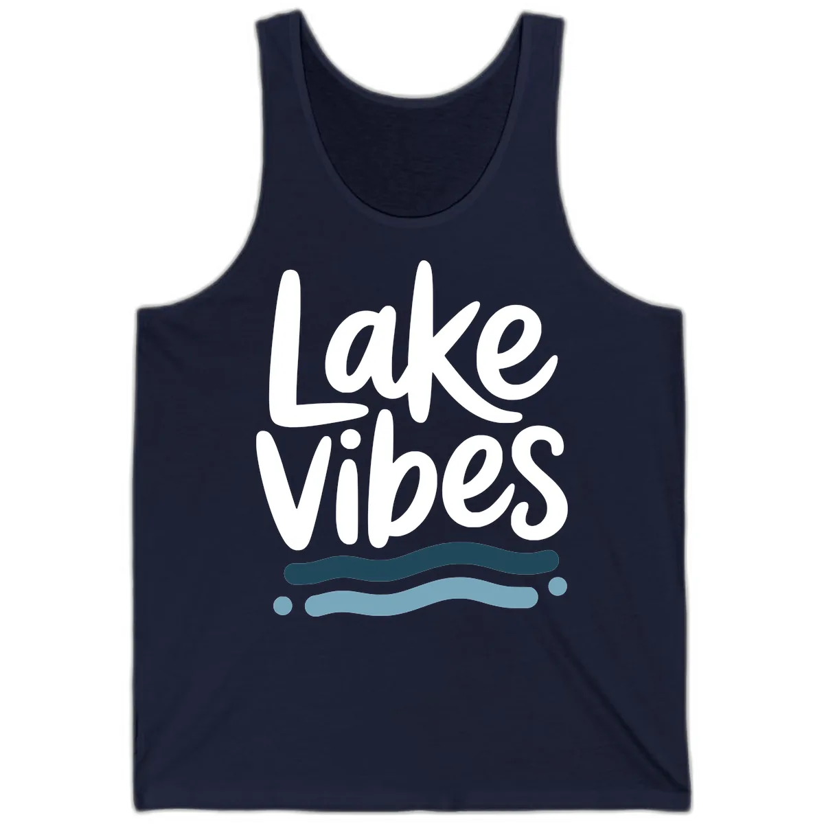 Lake Vibes Typography Design Tank in Navy