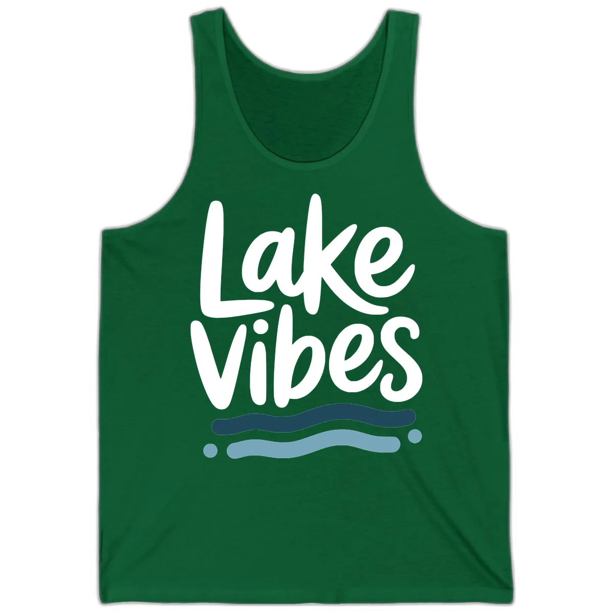 Lake Vibes Typography Design Tank in Kelly