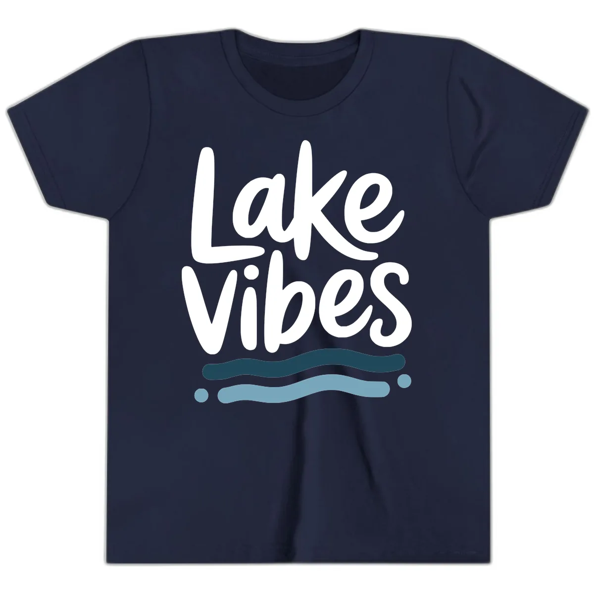 Lake Vibes Typography Design Youth T-Shirt in Navy