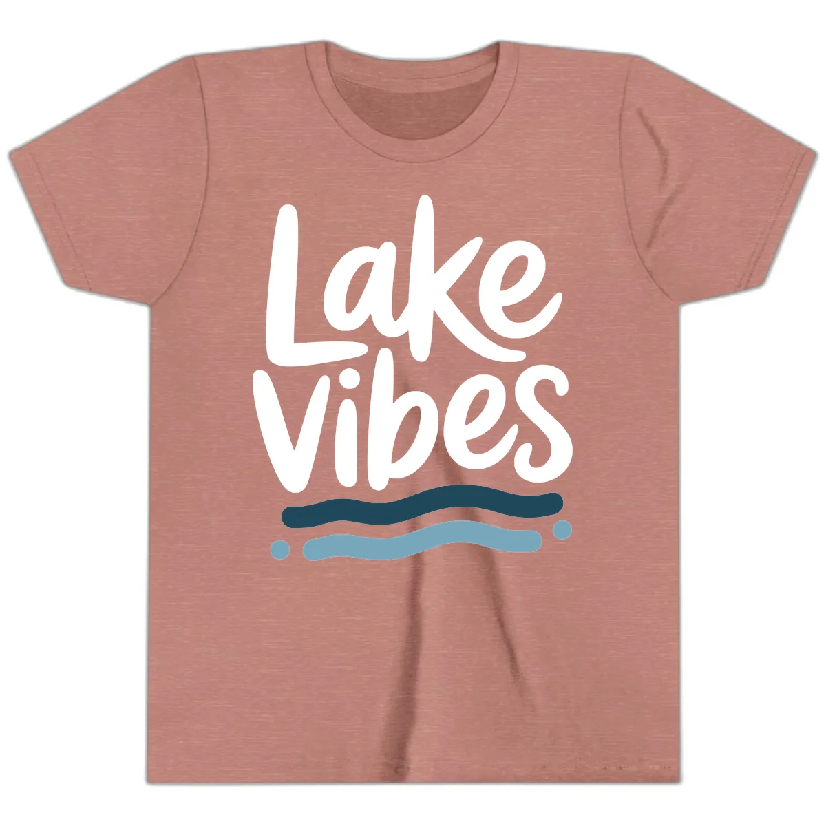 Lake Vibes Typography Design Youth T-Shirt in Heather Mauve