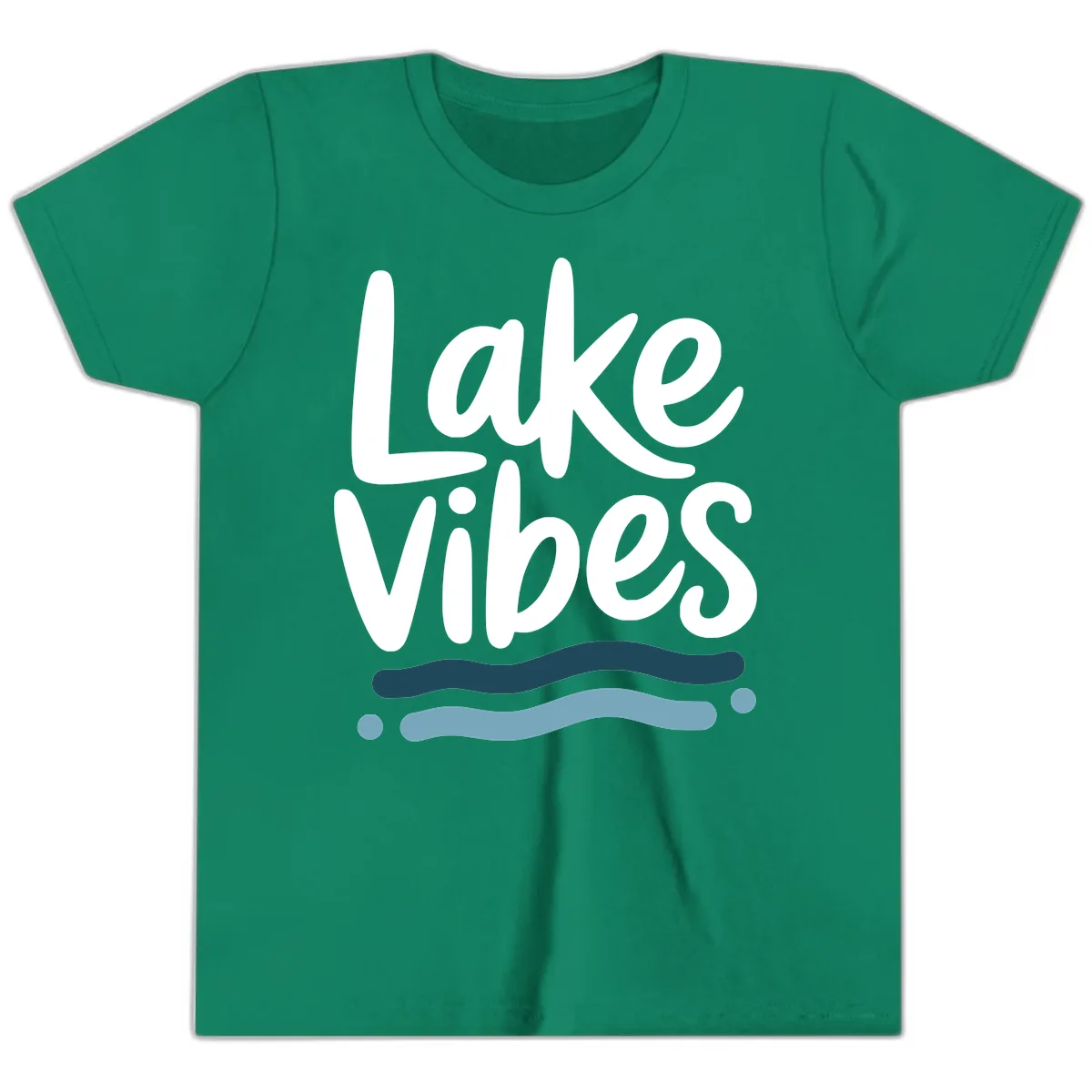 Lake Vibes Typography Design Youth T-Shirt in Kelly