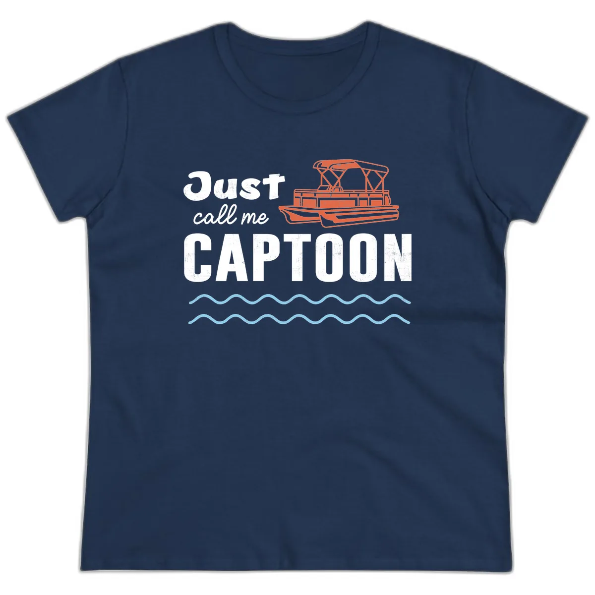 Just Call Me Captoon Ladies Tee in Navy