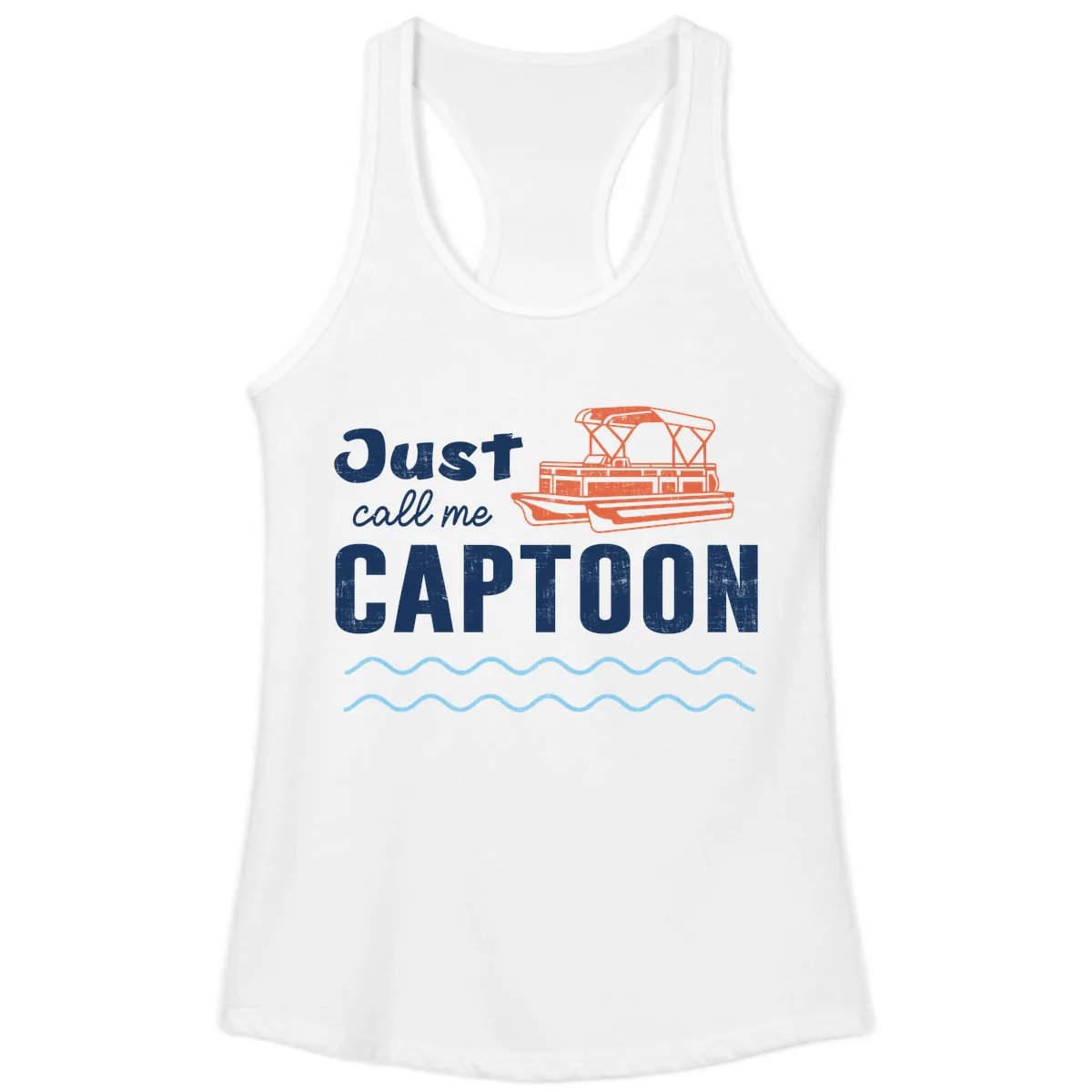 Just Call Me Captoon Ladies Tank in White