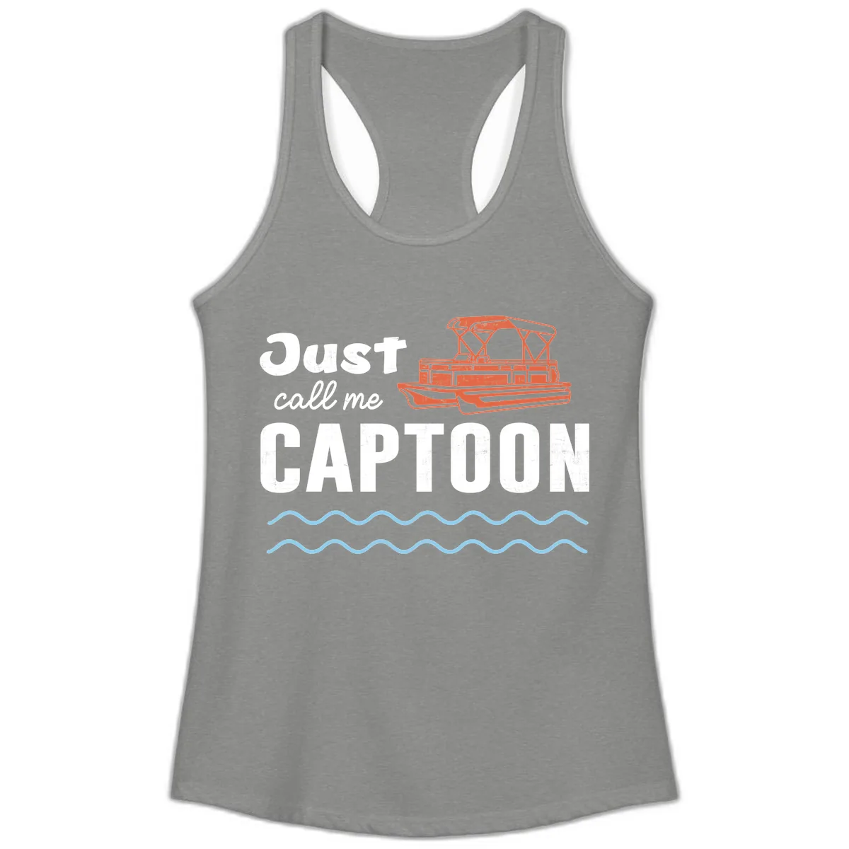 Just Call Me Captoon Ladies Tank in Heather Grey