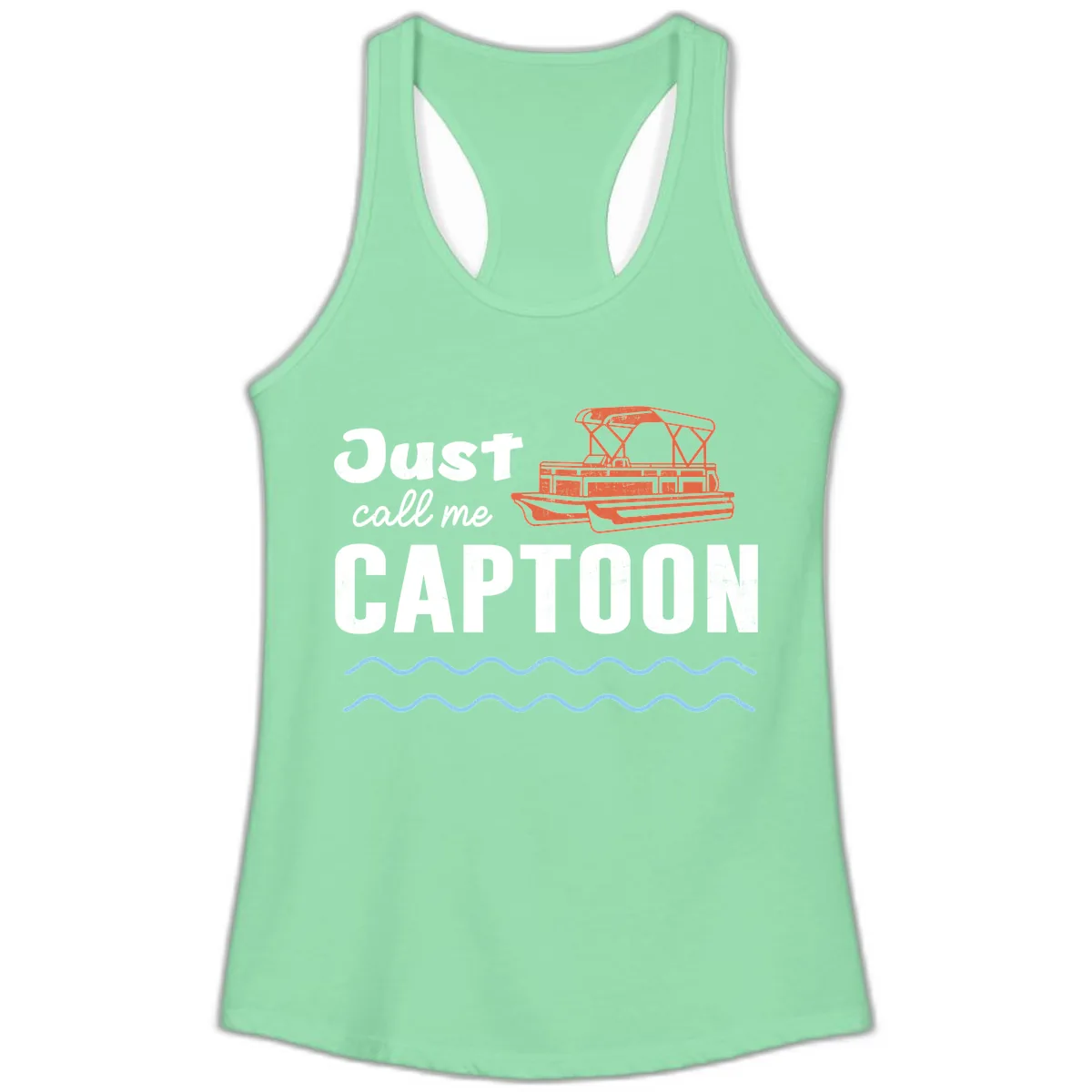 Just Call Me Captoon Ladies Tank in Solid Mint