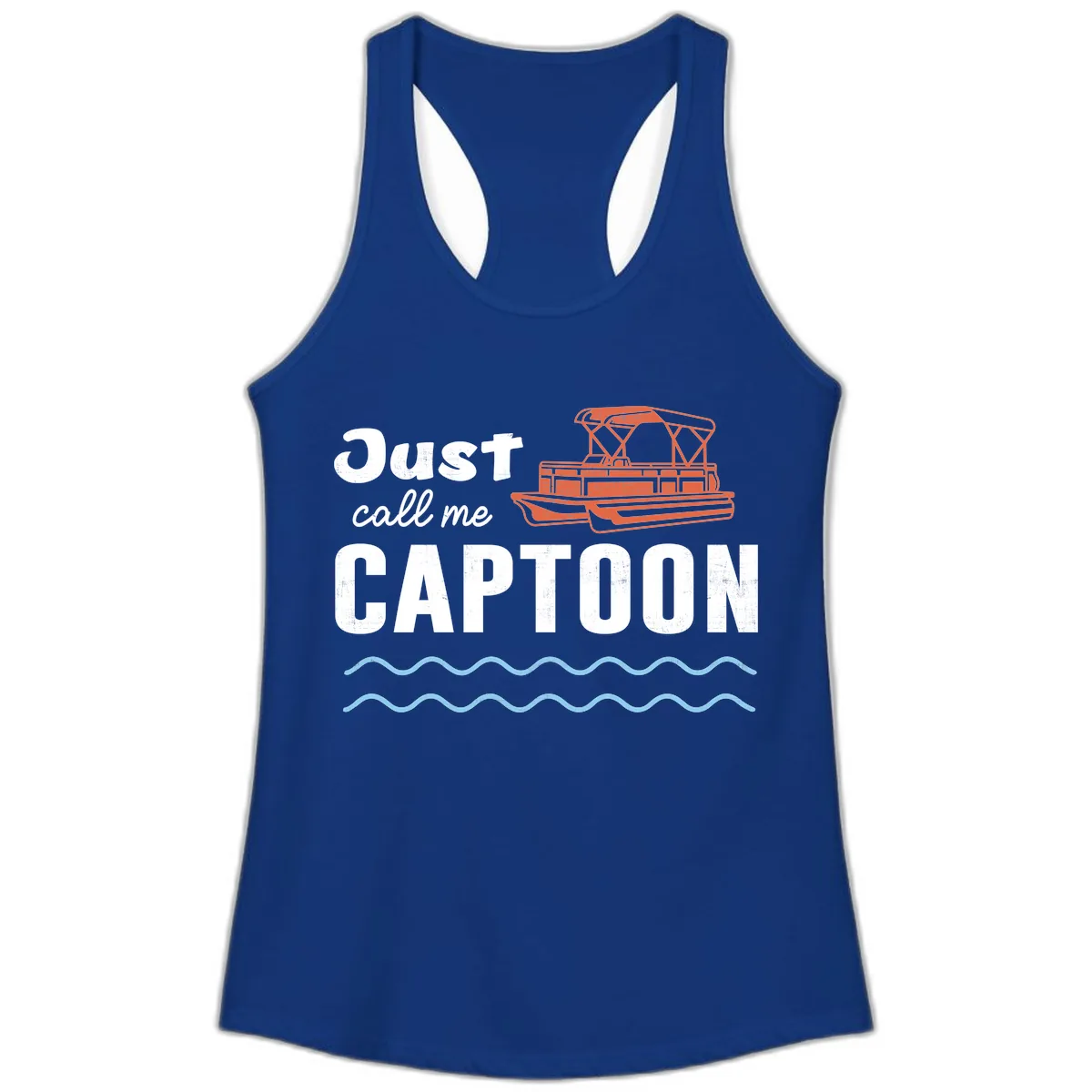 Just Call Me Captoon Ladies Tank in Solid Royal