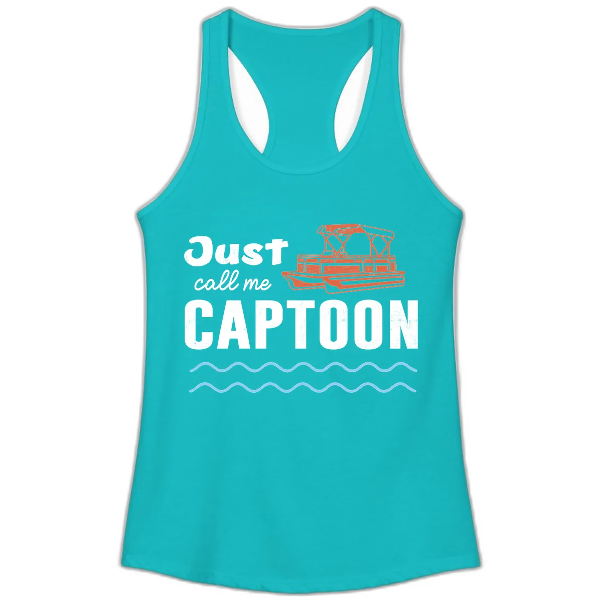 Just Call Me Captoon Ladies Tank in Tahiti Blue