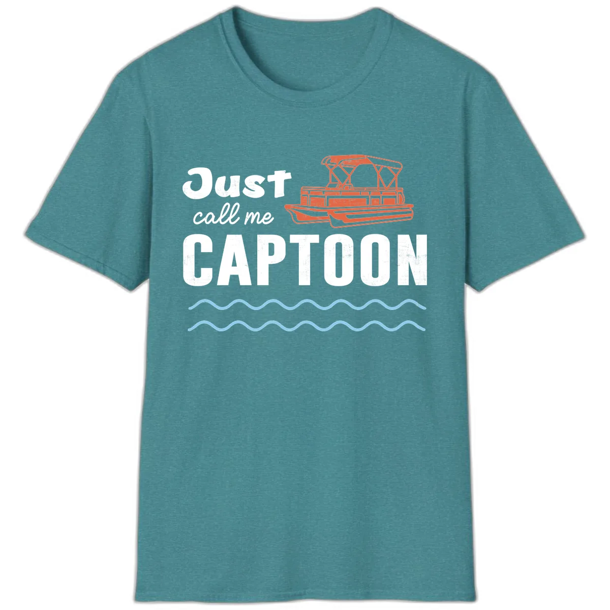 Just Call Me Captoon T-Shirt in Heather Galapagos Blue