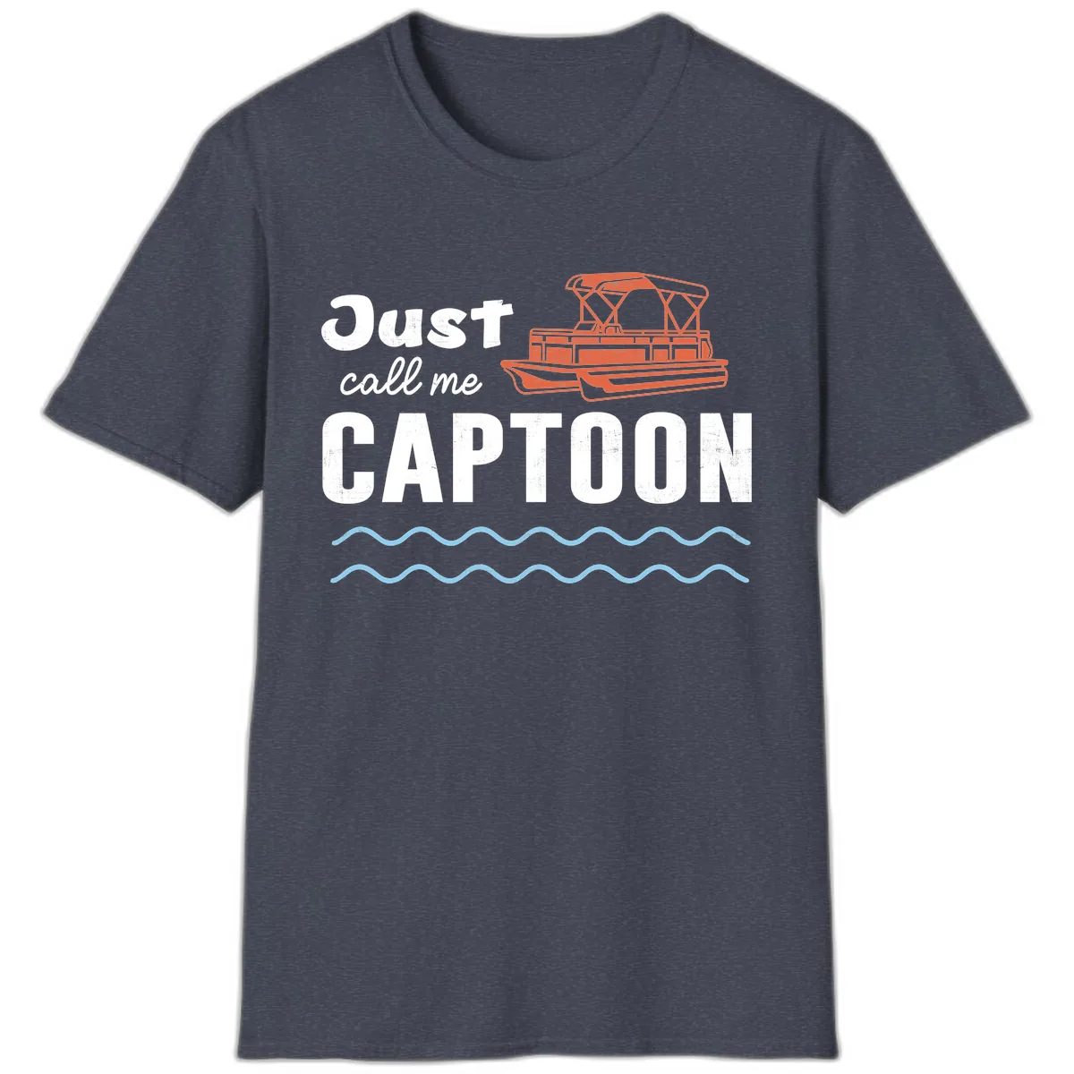 Just Call Me Captoon T-Shirt in Heather Navy