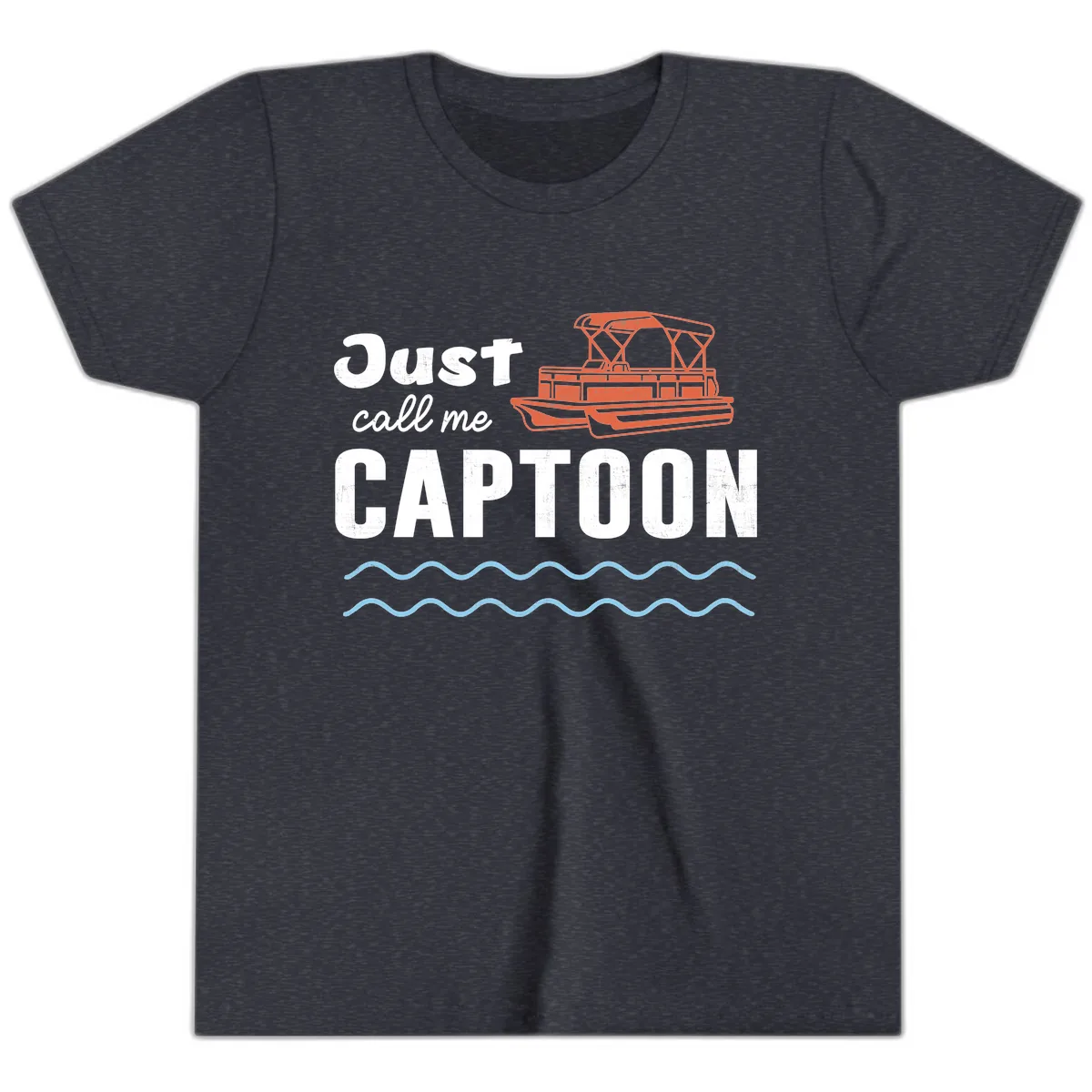 Just Call Me Captoon Youth T-Shirt in Heather Navy
