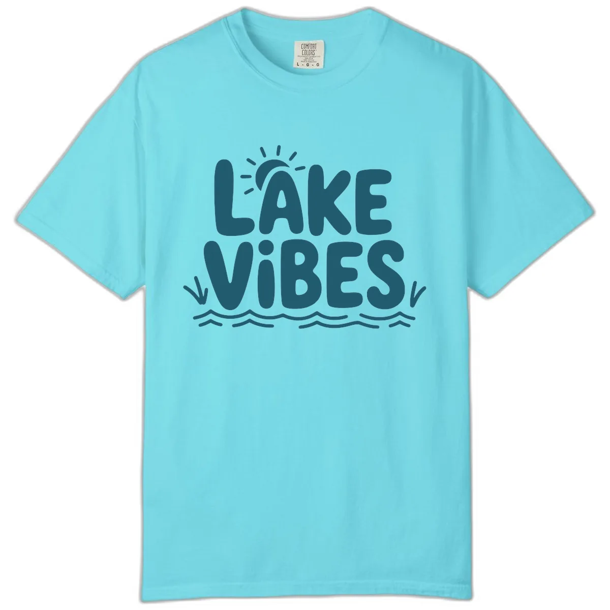 Lake Vibes Typography Design Comfort Color in Lagoon Blue