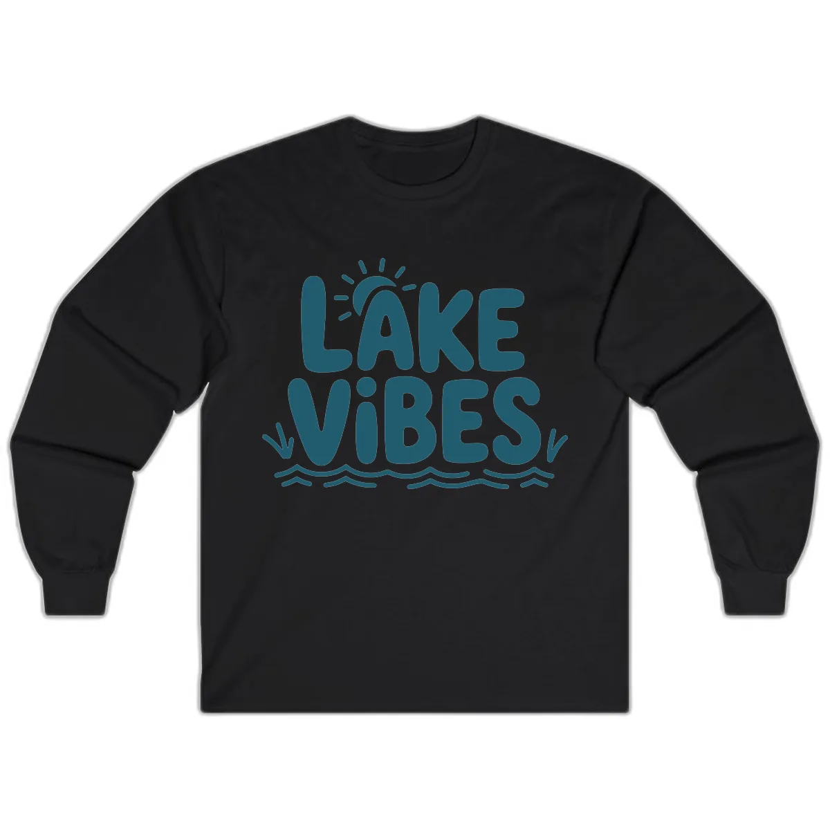Lake Vibes Typography Design Long Sleeve in Black