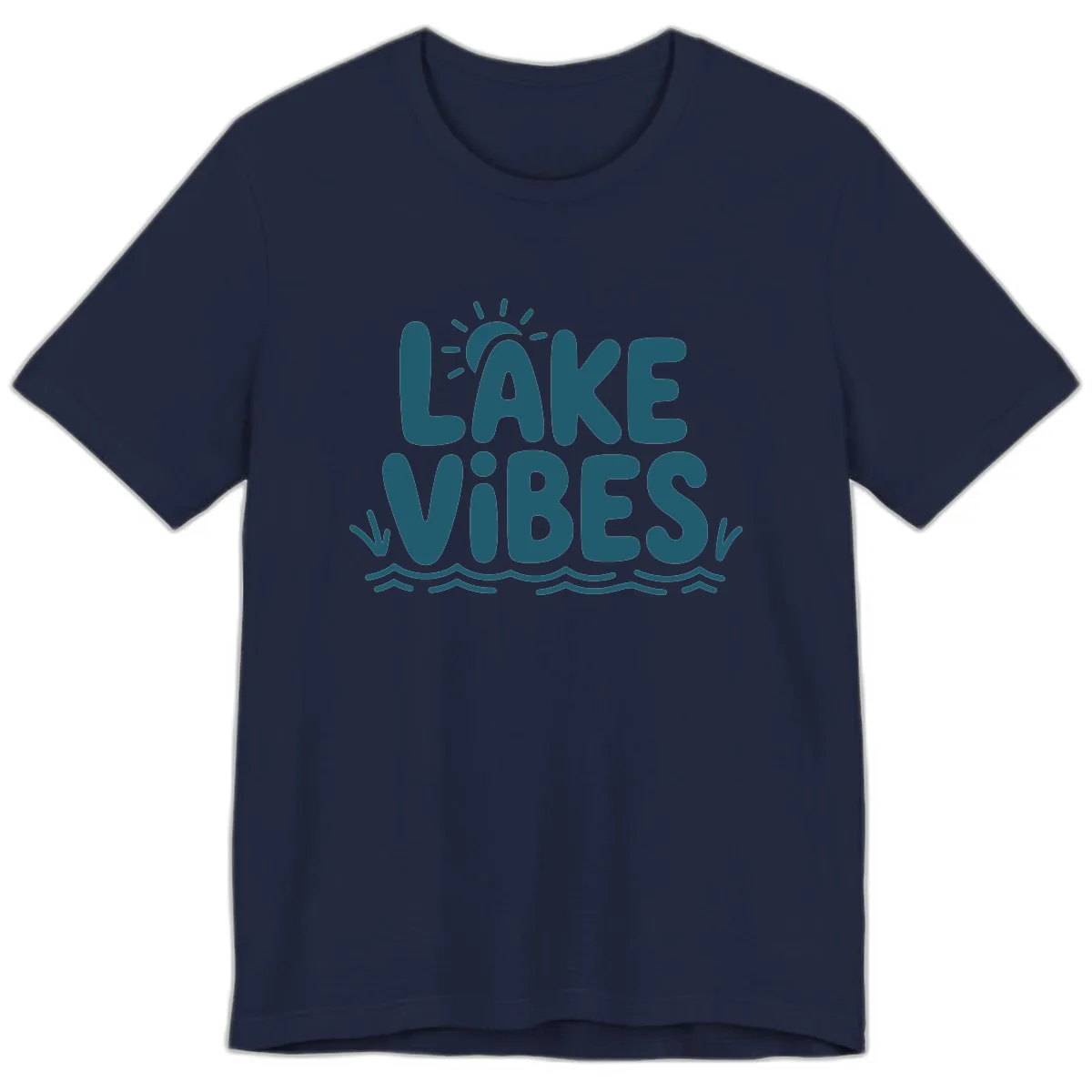 Lake Vibes Typography Design Premium T-Shirt in Navy