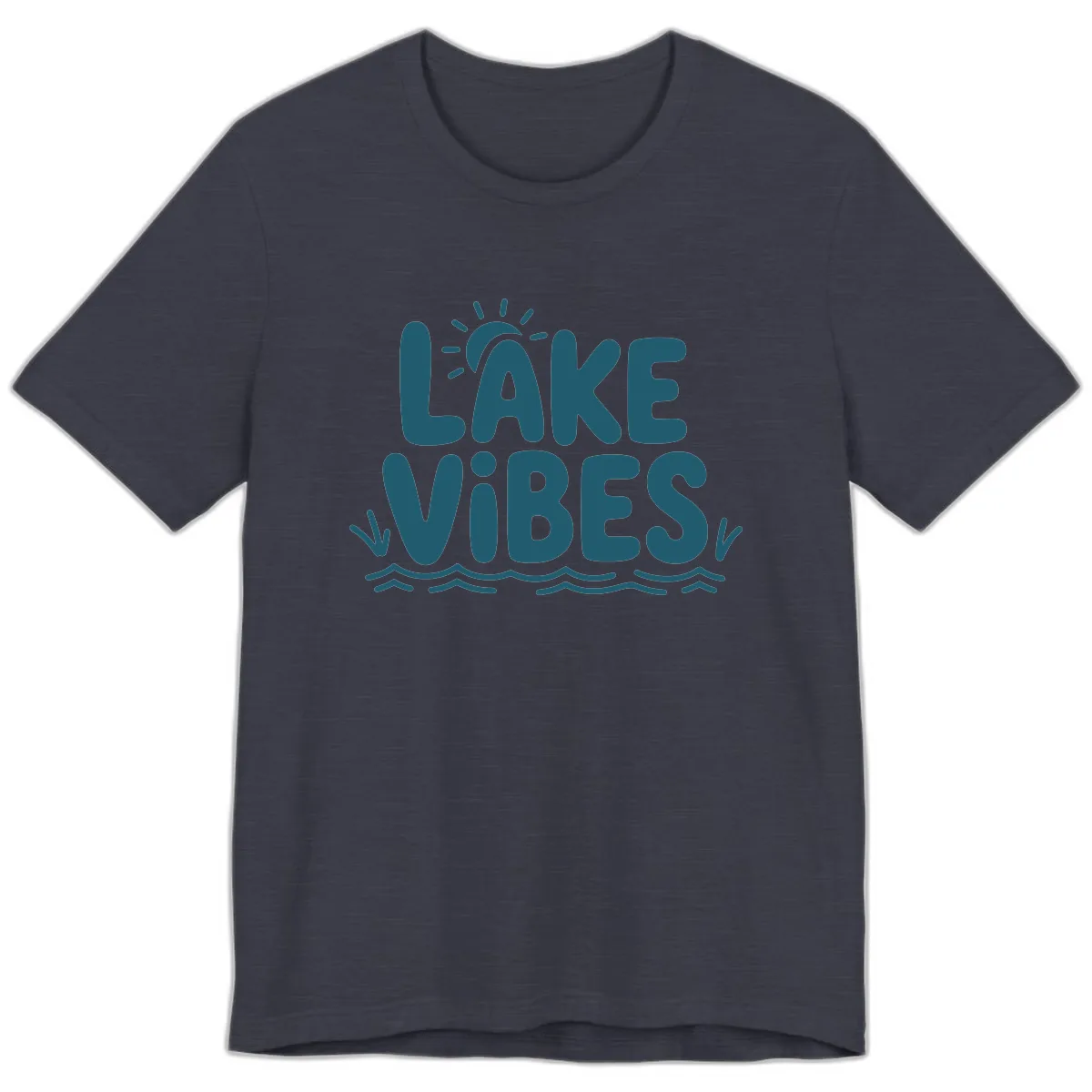 Lake Vibes Typography Design Premium T-Shirt in Heather Midnight Navy