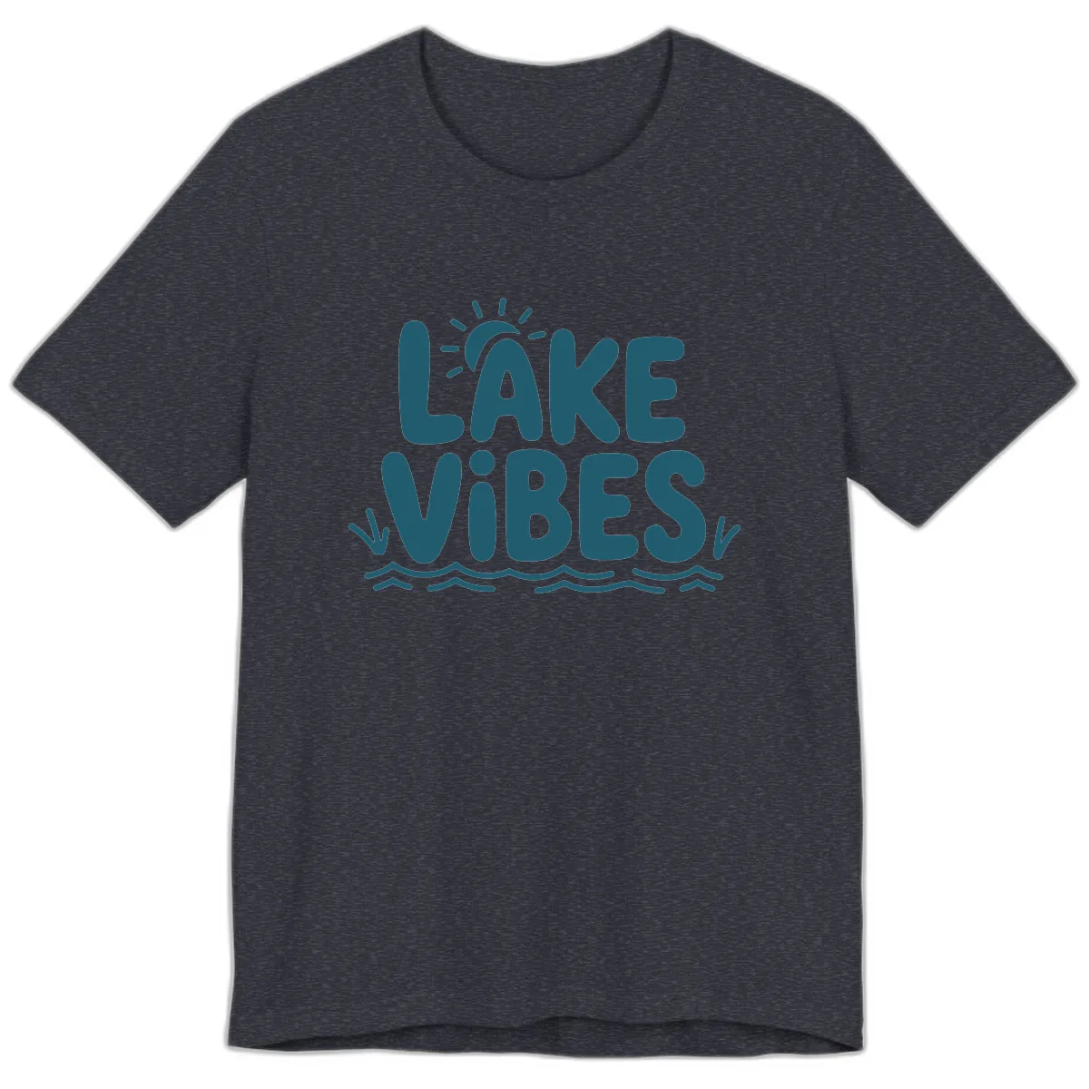 Lake Vibes Typography Design Premium T-Shirt in Heather Navy