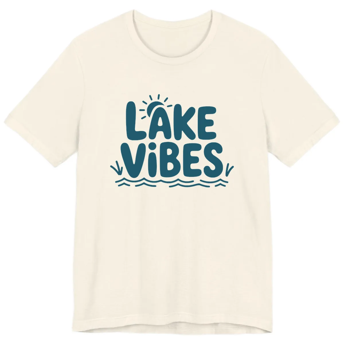 Lake Vibes Typography Design Premium T-Shirt in Natural