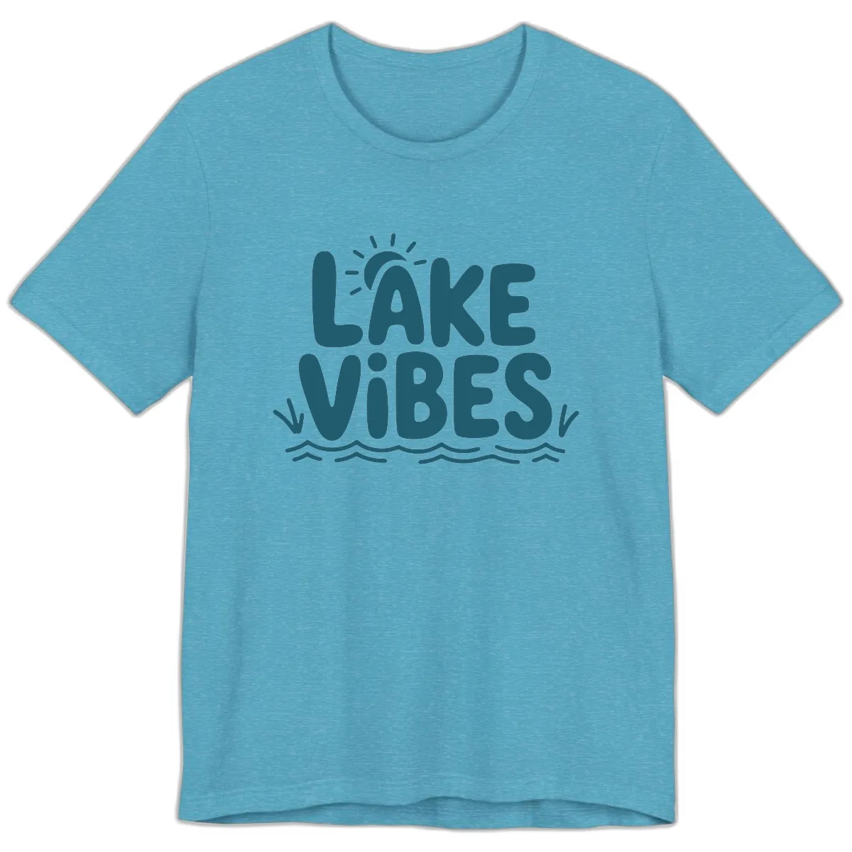 Lake Vibes Typography Design Premium T-Shirt in Heather Aqua