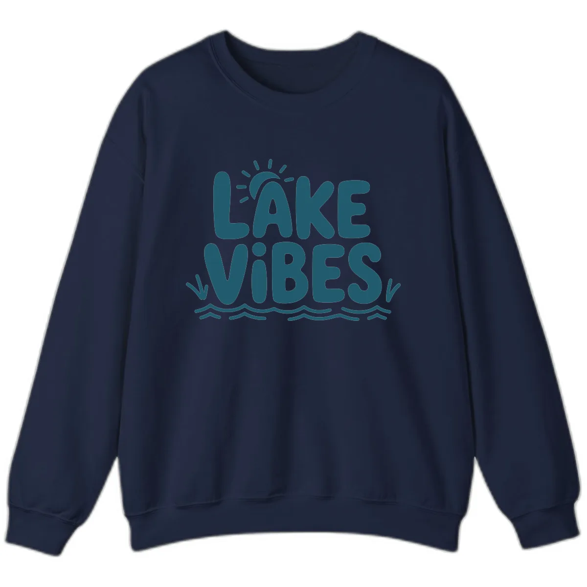 Lake Vibes Typography Design Sweatshirt in Navy