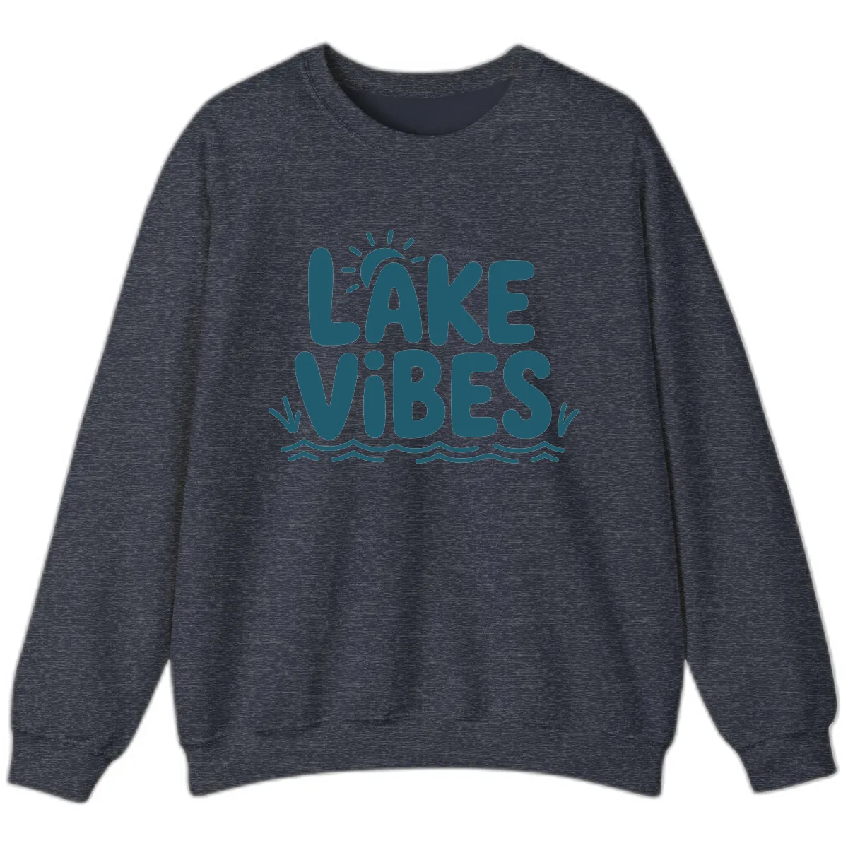 Lake Vibes Typography Design Sweatshirt in Heather Sport Dark Navy