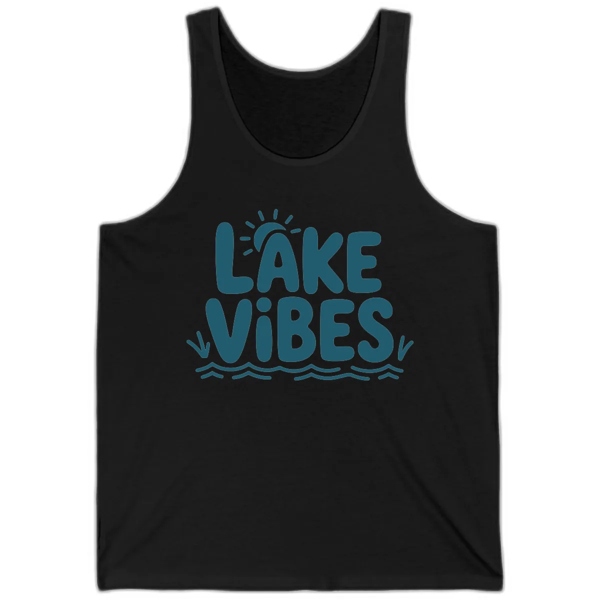 Lake Vibes Typography Design Tank in Black