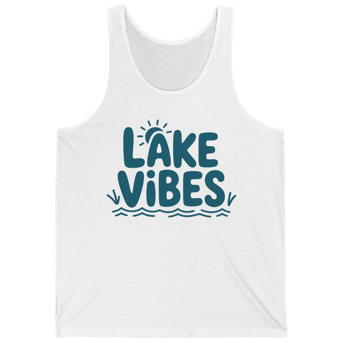 Lake Vibes Typography Design Tank in White