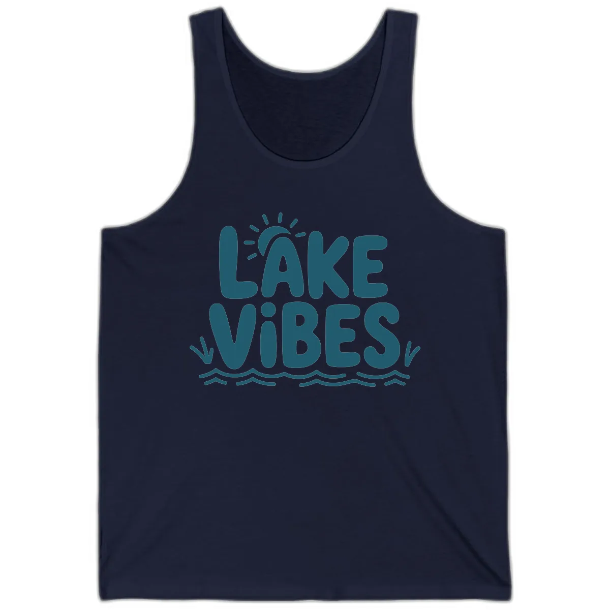 Lake Vibes Typography Design Tank in Navy