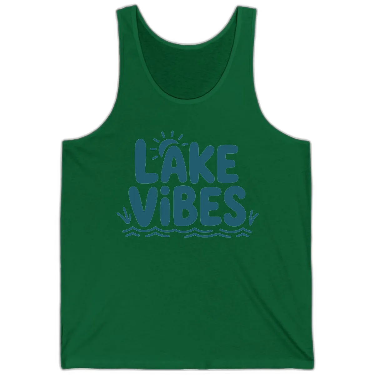 Lake Vibes Typography Design Tank in Kelly