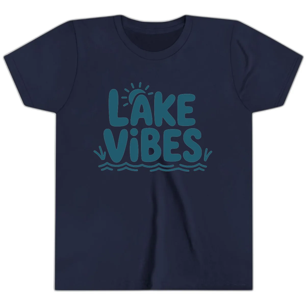 Lake Vibes Typography Design Youth T-Shirt in Navy