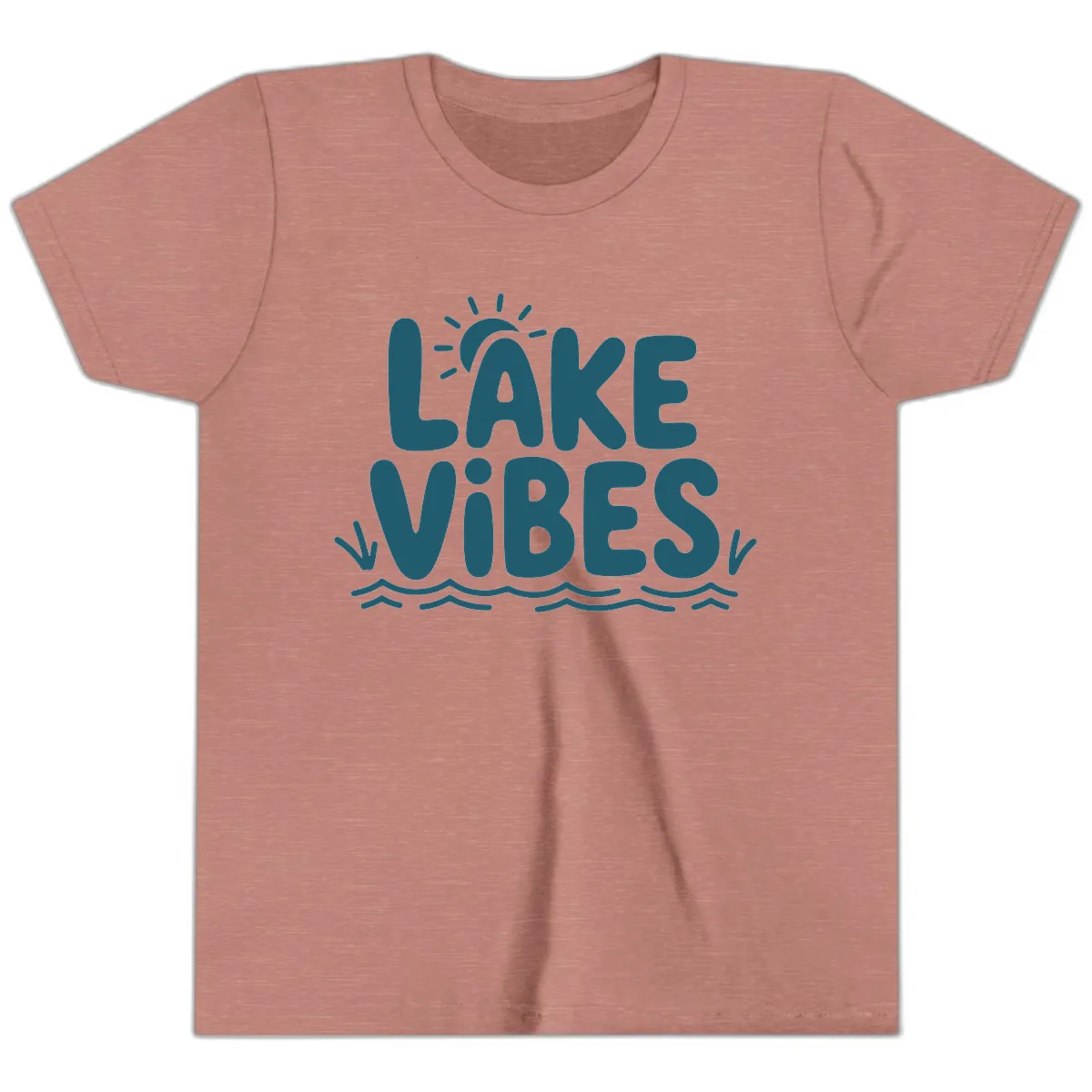 Lake Vibes Typography Design Youth T-Shirt in Heather Mauve