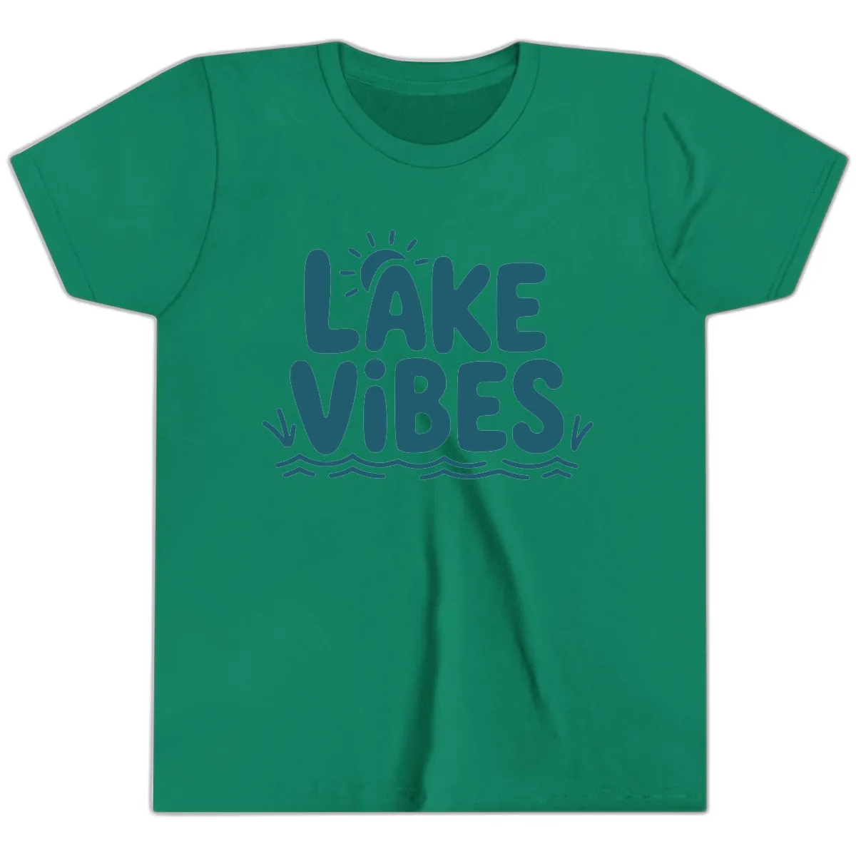Lake Vibes Typography Design Youth T-Shirt in Kelly