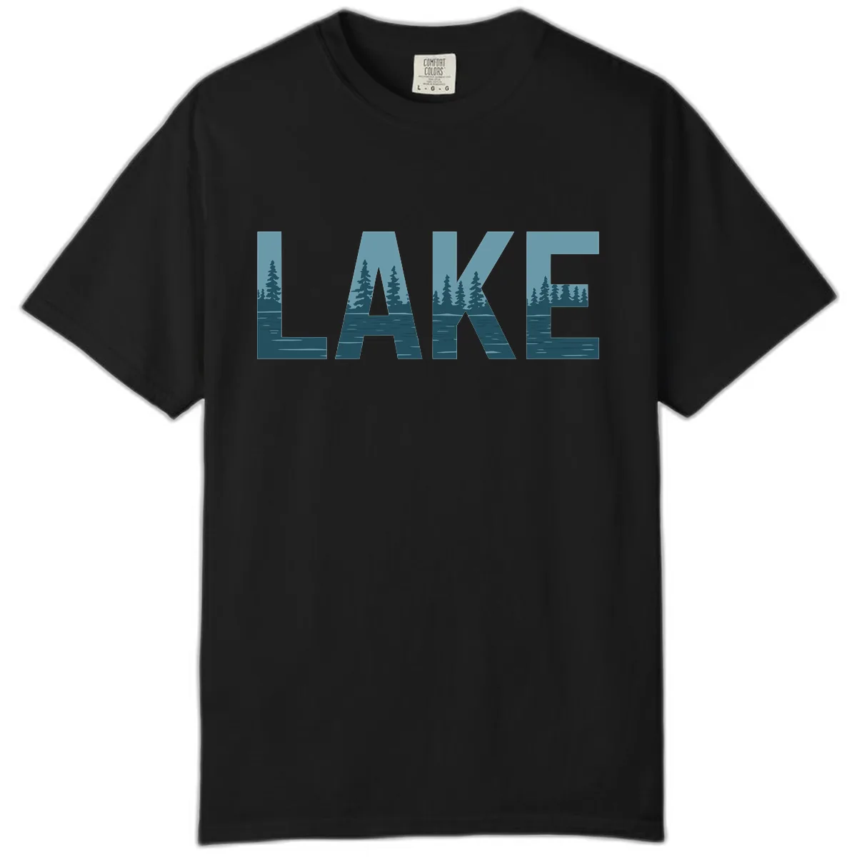 Lake Nature Scene Typography Comfort Color in Black