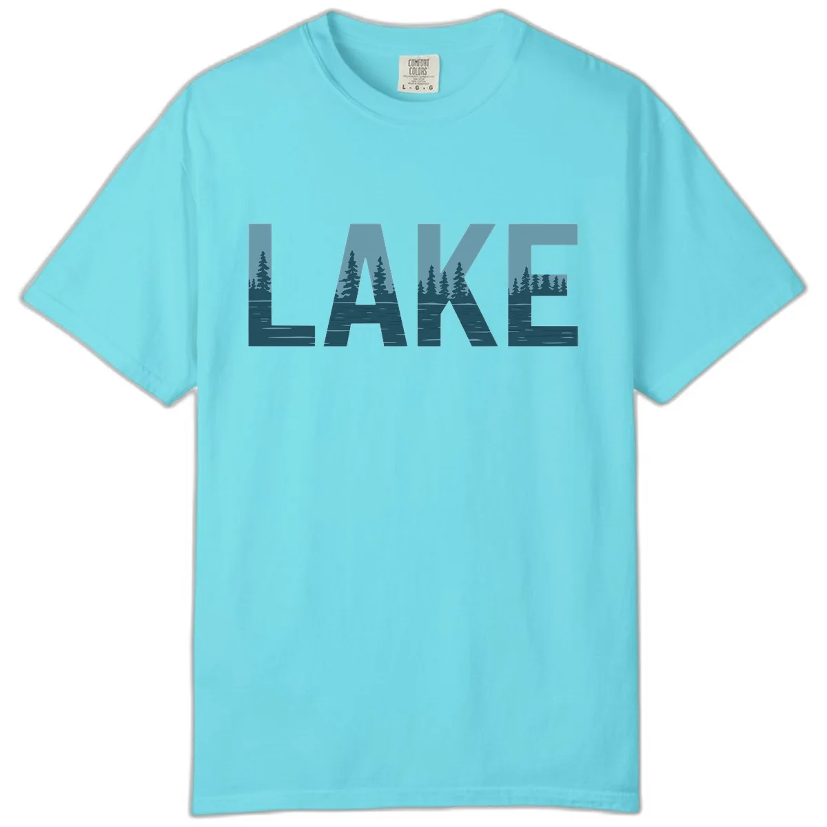Lake Nature Scene Typography Comfort Color in Lagoon Blue