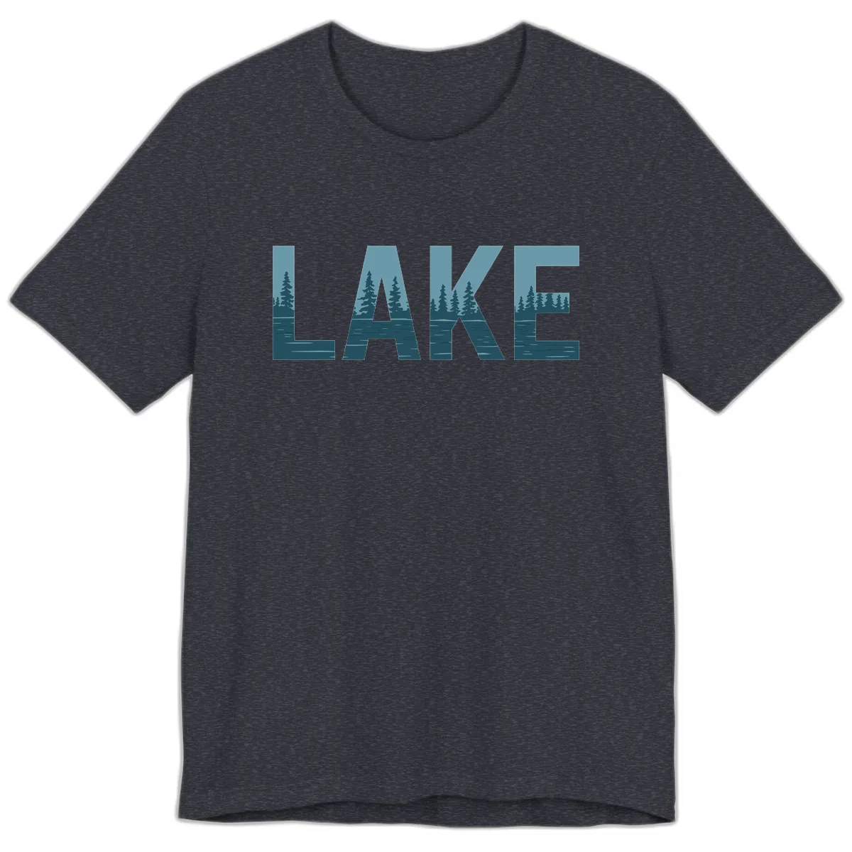 Lake Nature Scene Typography Premium T-Shirt in Heather Navy