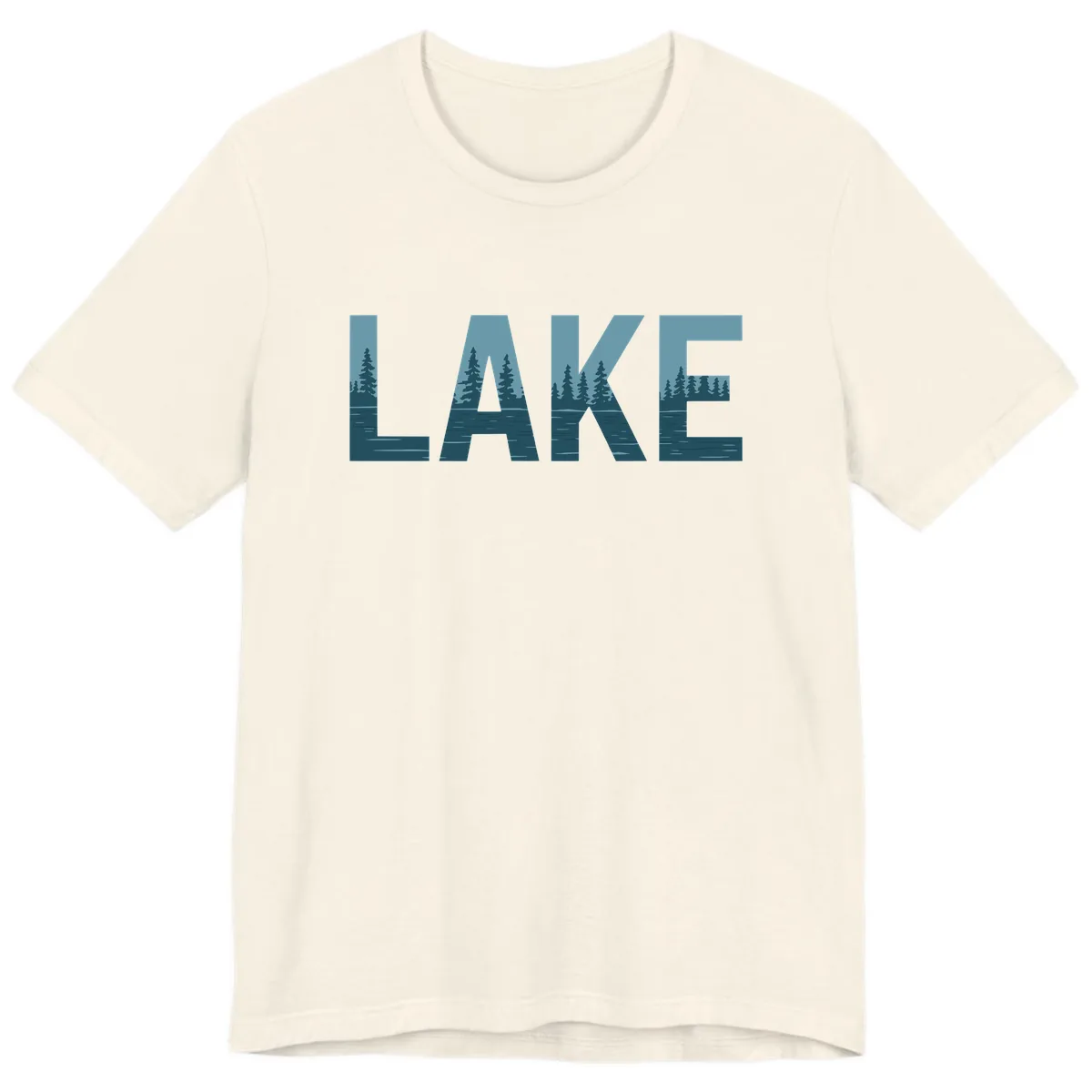 Lake Nature Scene Typography Premium T-Shirt in Natural