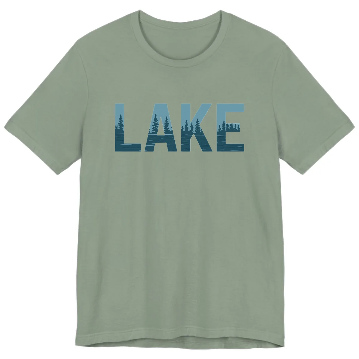Lake Nature Scene Typography Premium T-Shirt in Sage