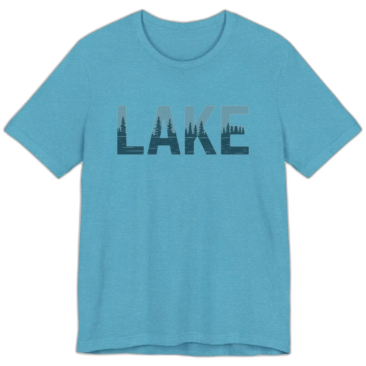 Lake Nature Scene Typography Premium T-Shirt in Heather Aqua