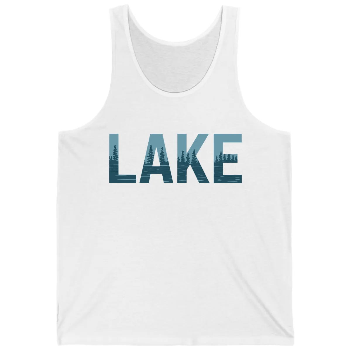 Lake Nature Scene Typography Tank in White