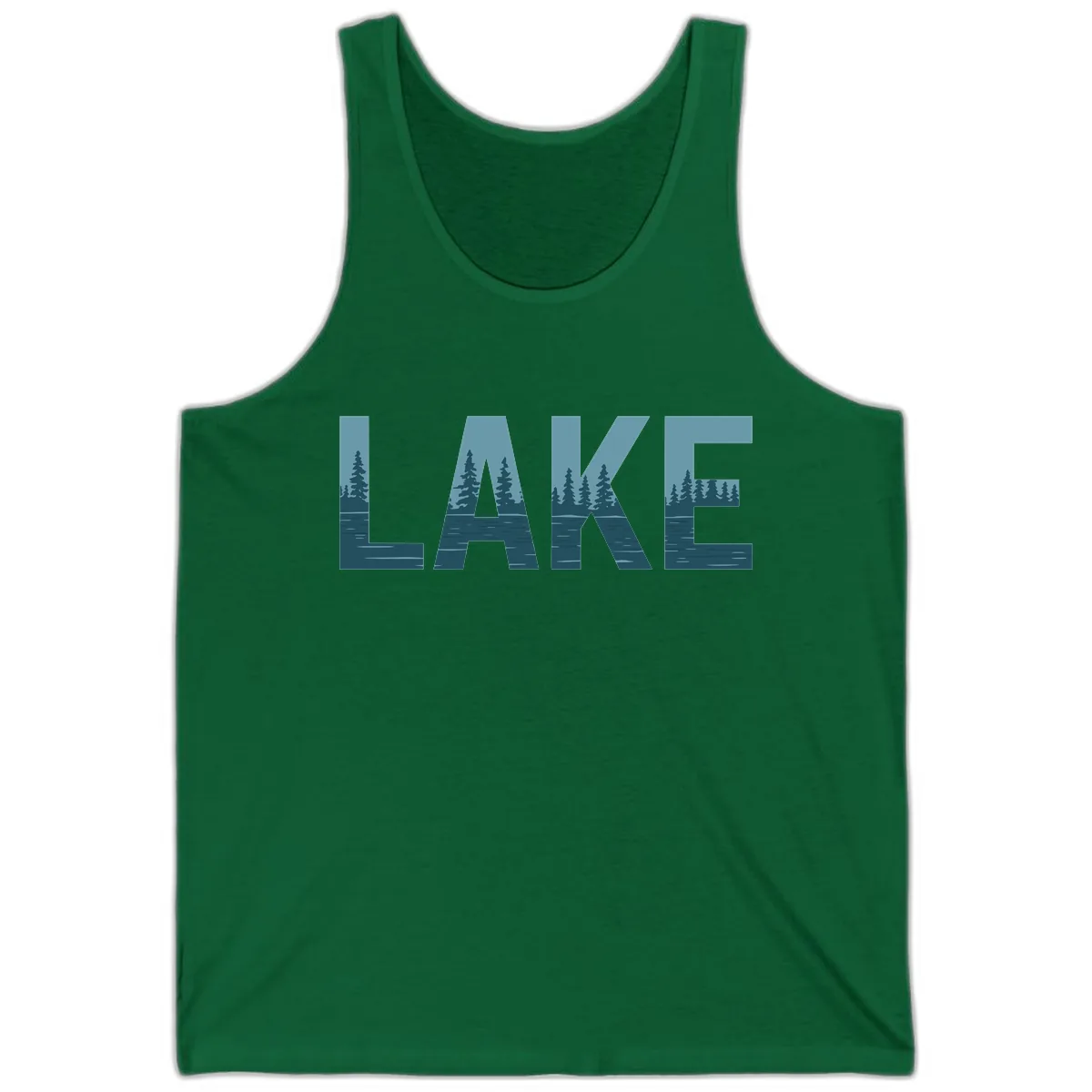 Lake Nature Scene Typography Tank in Kelly
