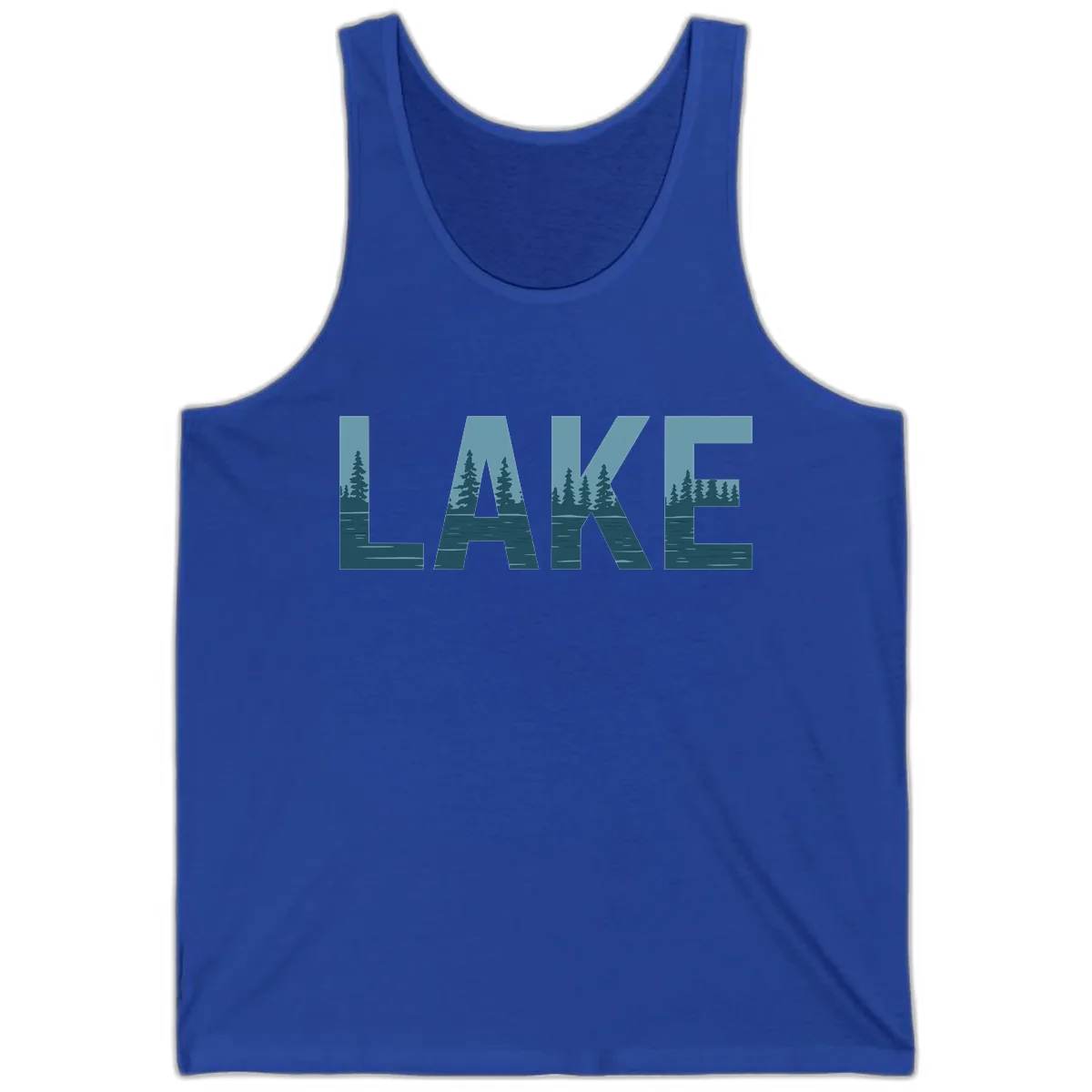 Lake Nature Scene Typography Tank in True Royal