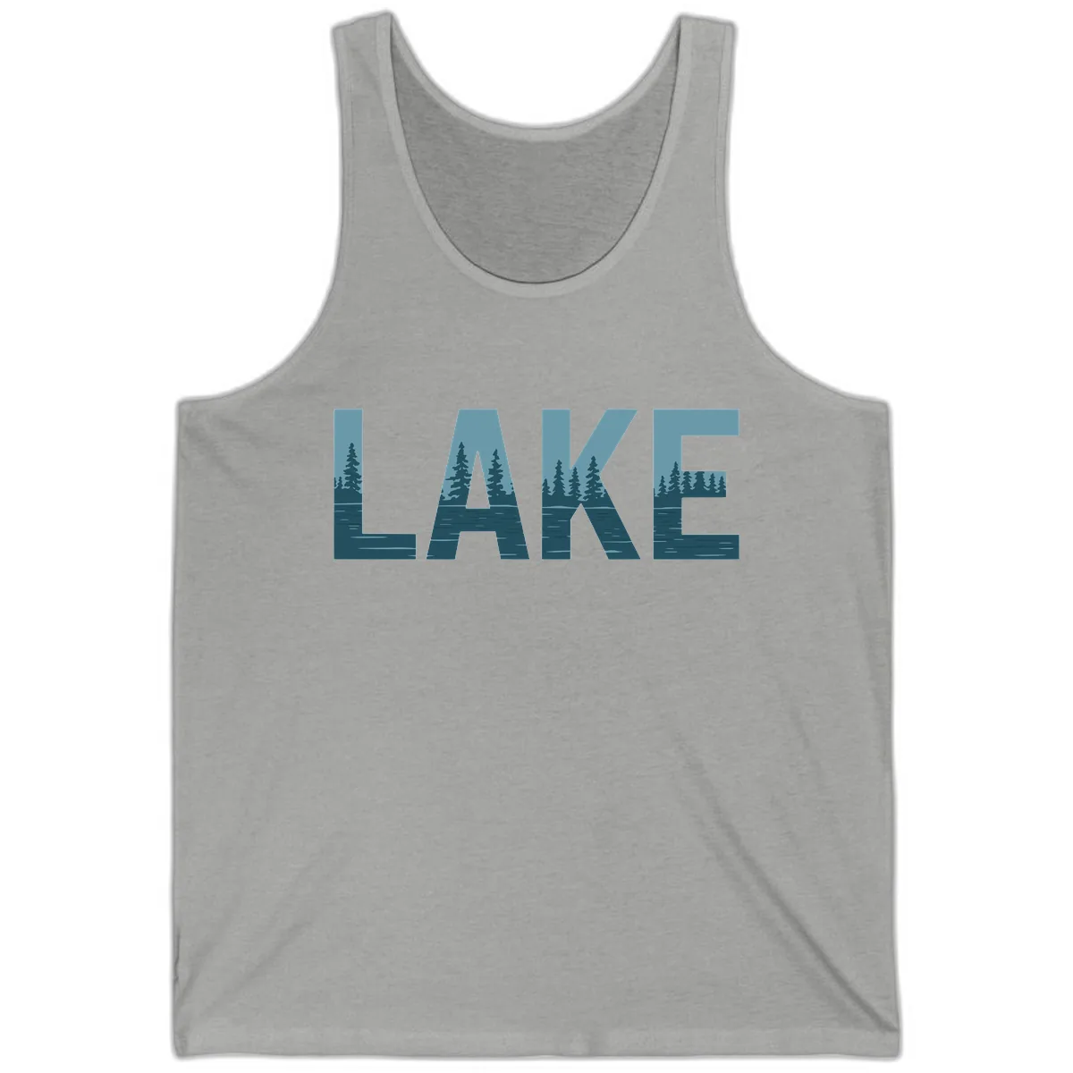 Lake Nature Scene Typography Tank in Athletic Heather